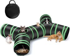 Image of Upgraded Cat Tunnel Bone-Type, 4 Way Collapsible Cat Playhouse Pet Play Tunnel T