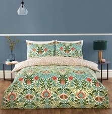 Image of Heritage Floral Duvet Cover Reversible Quilt Bedding Bed Linen Set King Green