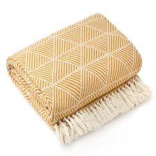 Image of LUXURY 100% COTTON THROW BLANKET FOR SOFAS CHAIR BED RUNNER HERRINGBONE CHEVRON