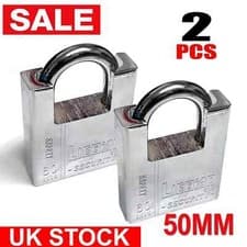 Image of 2x Heavy Duty Armoured Padlock 50mm Outdoor Warehouse Shed Security Lock 3 Keys