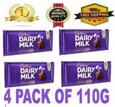 Image of Cadbury Dairy Milk Chocolate 110g x4 Bars UK
