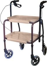 Image of Height Adjustable Strolley Trolley with 2 Shelves, Brakes & Castor Wheels Steel