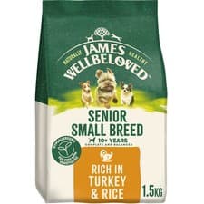 Image of 1.5kg James Wellbeloved Senior Small Breed Complete Dry Dog Food Turkey & Rice