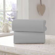 Image of Clair De Lune 100% Cotton Travel Cot Fitted Sheet Twin Pack – White Or Grey