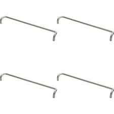 Image of 4x Cranked Door Pull Handle 19mm Dia 600mm Fixing Centres Satin Steel