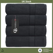 Image of Luxurious Absorbent Egyptian Cotton Jumbo Bath Sheets Black 80x140cm Pack of 2