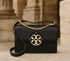 Image of NEW Tory Burch Miller Mini Black Leather Convertible Shoulder Bag/Crossbody Bag
