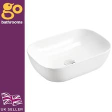 Image of Gloss White Ceramic Oval Counter Top Basin (W)465mm (D)325mm