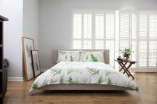 Image of Fern Leaf Design Duvet Cover Set Double Bed 200cm x 200cm Polycotton Easy Care