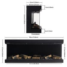 Image of 50/60/80" Electric Fire Media Wall Glass Fireplace LED Free Stand/Insert Mounted