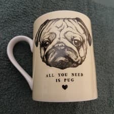 Image of All You Need Is Pug Mug Fine China White Coffee Cup Puppy Dog Pet Lover Gift