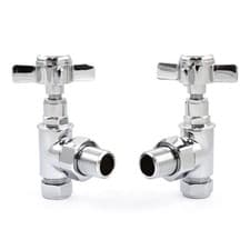 Image of Crosshead Radiator Valves Angled Traditional Manual - Bayou | Hot Flow