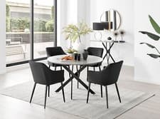 Image of Novara Grey Concrete Effect Round Dining Table 120cm and 4 Calla Chairs Set