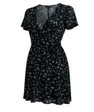 Image of Tommy Jeans Womens Floral Ruffle Floral Pattern Heart Hide Short Dress DW17941
