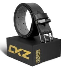 Image of Mens Leather belts double Prong Heavy duty 100% genuine Leather black brown 