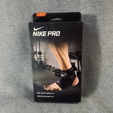 Image of Nike Pro Ankle Wrap 2.0 Black/White Unisex Adult Small / 1 Ankle Sleeve