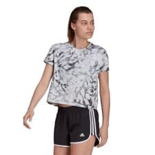 Image of ADIDAS Womens Grey Fast AOP Training T-Shirt Tee Size Small 8/10 BNWT