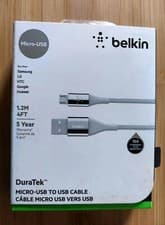 Image of Belkin DuraTek Micro-USB to USB Charge Sync Braided Cable 1.2M - UK Seller