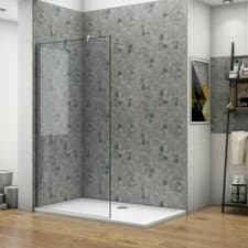 Image of Walk in Wet Room Shower Enclosure Screen Panel Easy Clean Glass Cubicle and Tray