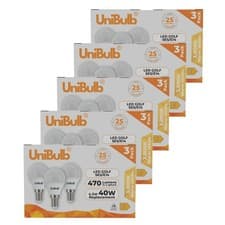Image of UniBulb 4.2W E14 Golf Ball Warm White Bulb 470lm LED Light Packs 3 6 9 12 15