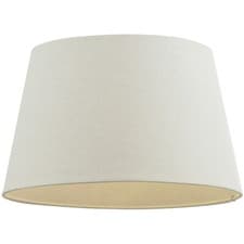 Image of 14" Inch Round Tapered Drum Lamp Shade Ivory Linen Fabric Cover Simple Elegant