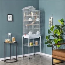 Image of Parrot Cage Bird Cage Metal Budgies Cage with Roof Top&Toys with Rolling Stand