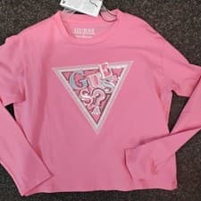 Image of SALE NEW GUESS GIRLS PINK CROPPED  T-SHIRT SIZES 8 YRS  10 YRS  12 YRS  14 YRS