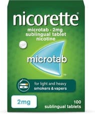 Image of Nicorette Microtab 2mg Sublingual Tablet (100 Pieces) BBE: 04/26