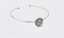 Image of Ted Baker Silver Tone Open Bangle Green Crystal Halo Bracelet Brand New Boxed