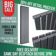 Image of Horizontal Vertical Designer Radiator Flat Panel Oval Column Central Heating RAD