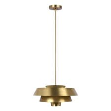 Image of 1 Bulb Ceiling Pendant Light Fitting Burnished Brass LED E27 60W Bulb