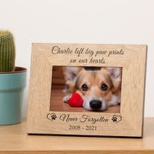 Image of Big Paw Prints Wooden Photo Frame 6x4 or 7x5 - Personalised Pet Memory Cat Dog