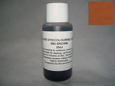Image of Leather dye/colourant in MID BROWN - 30ml for sofas, shoes, bags, car seats etc