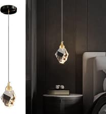 Image of Modern Crystal Pendant Light, 3-Color LED Crystal Pendant Light, Adjustable Heig