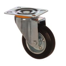 Image of Rubber Wheel Castors Plate or Hole Fitting 80- 125mm Heavy Duty