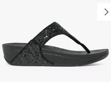 Image of Fitflop Lulu Glitter Toe-post Thong Sandals Size UK 6.5 Black