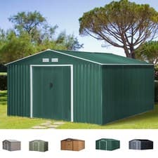 Image of Outdoor Storage Garden Equipment 2 Sliding Door Shed Galvanised Metal Frame