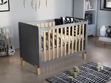 Image of Baby Cot Bed 120x60cm with Wooden Barrier & Deluxe Aloe Vera Mattress