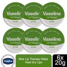 Image of Vaseline Lip Therapy Petroleum Jelly, Aloe Vera, 6 Pack, 20gm