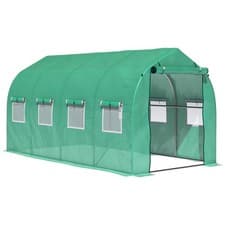 Image of Outsunny 4 x 2 M Walk in Polytunnel Greenhouse with Roll-up Zipped Door