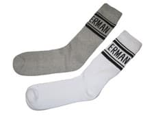 Image of BEN SHERMAN Mens Ribbed Sports Socks Grey White 2 Pairs Size 7 - 11