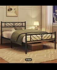 Image of Modern New Metal Bed Frame 4ft 4ft6 5ft Double King Size Crystals Bed Mattress