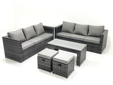 Image of Fimous Garden Outdoor Rattan Furniture Set with Coffee Table Sofa Dark Grey Mix