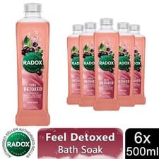 Image of Radox 100% Nature Inspired Fragrance Bath Soak, Feel Detoxed, 6 Pack, 500ml