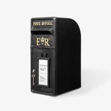 Image of Post Box Black ER Design Wall Mounted Pillar Letterbox with Lock Outdoor Mailbox