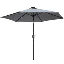 Image of 2.5/2.7M Solar Patio Parasol LED Lights Sun Shade Round Umbrella with Crank Tilt