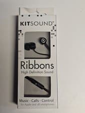 Image of KitSound Ribbons In-Ear Earphones Earbuds Black / Silver New Damaged Packaging