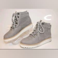 Image of NEW TOMS Mojave Nubuck Lace Up Waterproof Women's Lace-Up Gray Ankle Boots 6