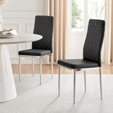 Image of 4x BLACK MILAN Dining Chairs (U1) - Seconds