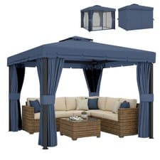 Image of Outsunny 3 x 3(m) Patio Gazebo Garden Shelter w/ Mosquito Netting, Dark Blue